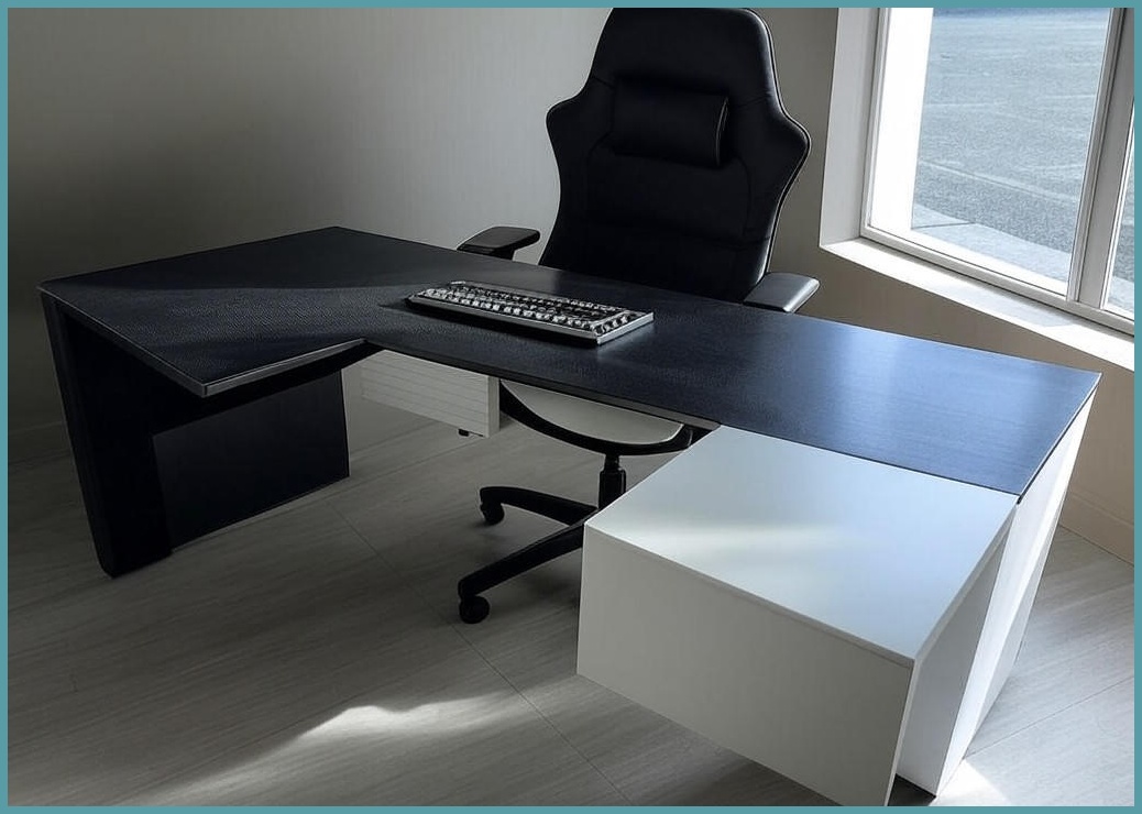 SAMMU L자형 코너 컴퓨터 책상, 게이밍 책상, 학습 책상, 탄소 섬유 상판 1200 1400 좌측 코너 우측 코너 검정색, W-흰색