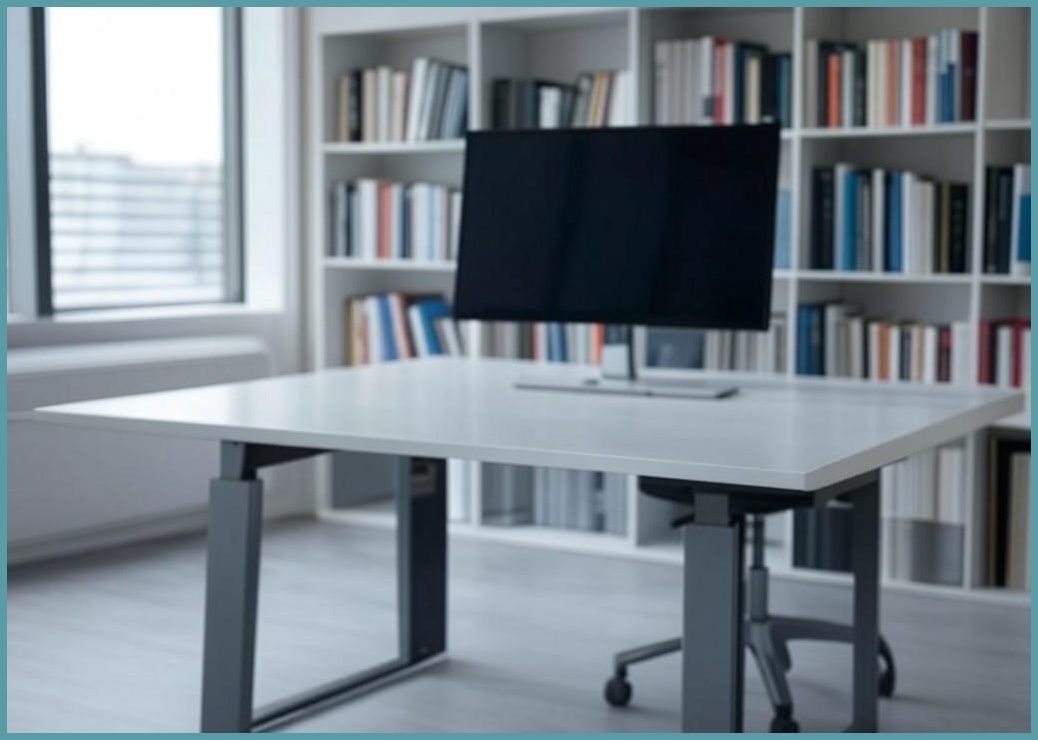 사무용책상 1인용컴퓨터책상 철재 책상책꽂이, 화이트