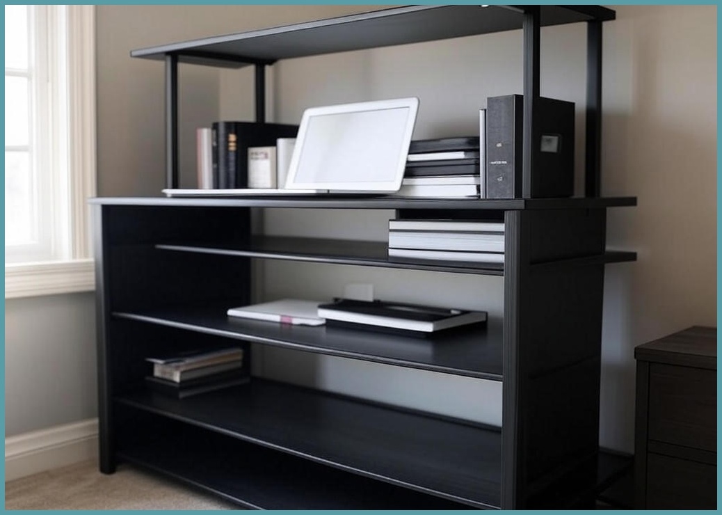 소웰홈 다용도 책상선반, 2단, 블랙