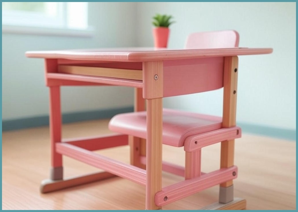 에스메라다 어린이 바른자세 높이조절 초등학생 책상 의자 세트, 핑크 세트