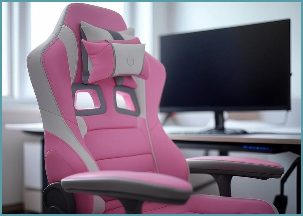 일루일루 타이탄 시리즈 게이밍 의자+게이밍 컴퓨터 책상 세트 발받침X, 핑크화이트+그레이(발받침X)