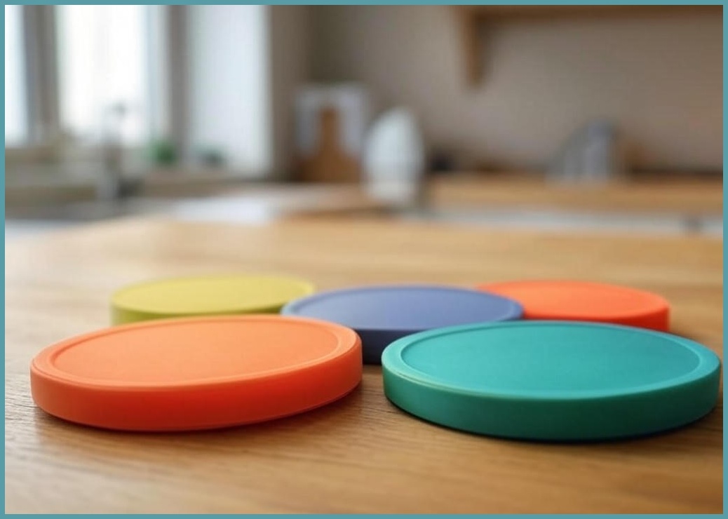 플라이토 국산 실리콘 프린팅 라운드 컵받침 4종 세트